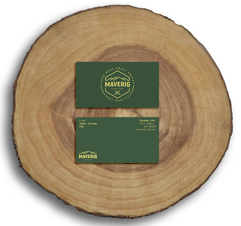 business card mockup on wooden stump